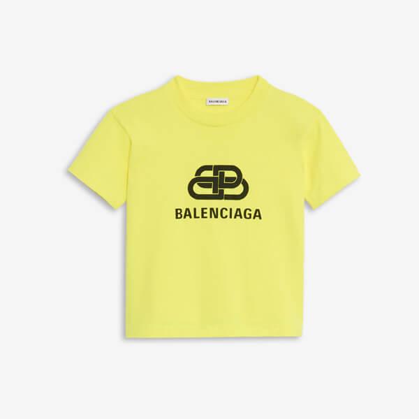 【BALENCIAGA】バレンシアガ パリ Tシャツ コピー BBロゴプリント イエロー クロップド20100807